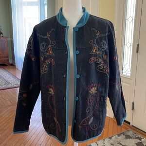Denim&Co jacket with embroidery detail on front and back